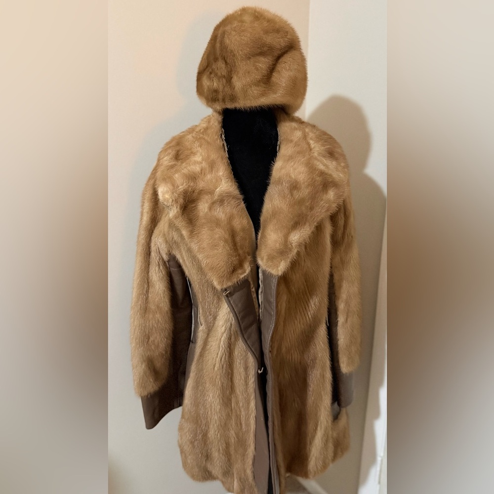 Mink Coat size m & matching hat
